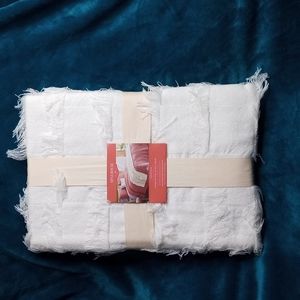 Opalhouse oversized cream fringe trim throw